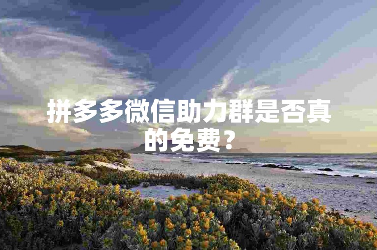 拼多多微信助力群是否真的免费？