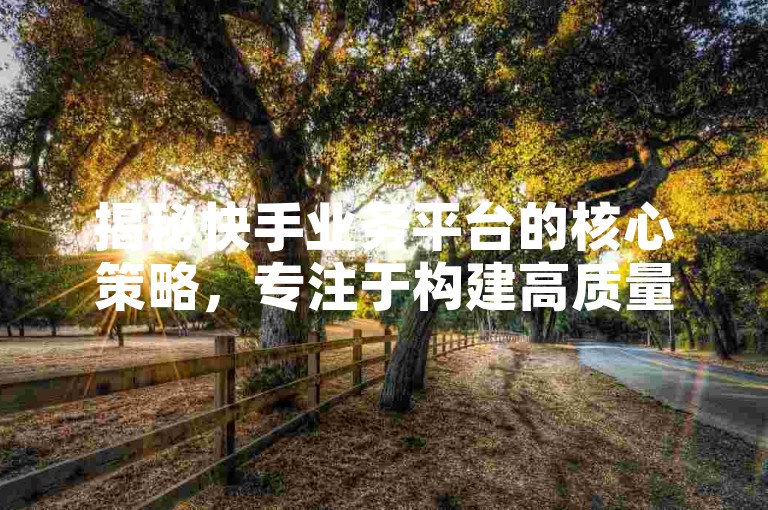 揭秘快手业务平台的核心策略，专注于构建高质量内容生态，引领2025年学习潮流！