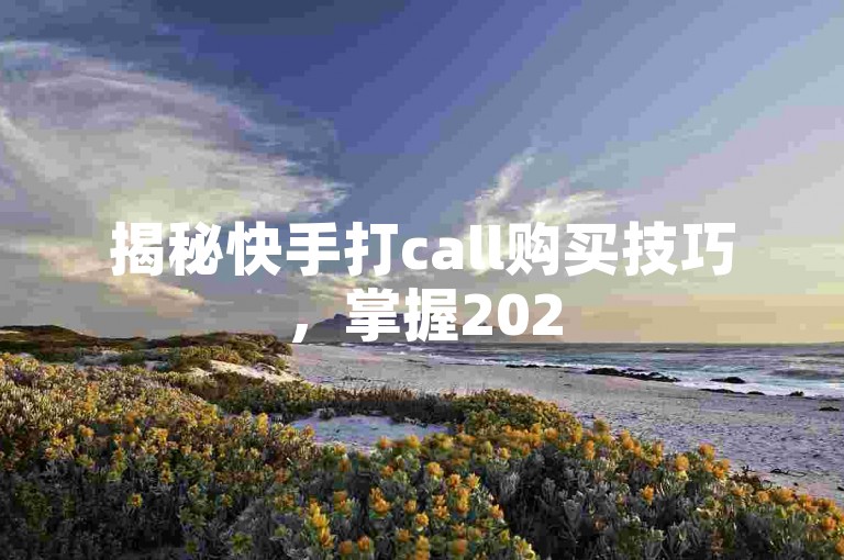 揭秘快手打call购买技巧，掌握2025年必备的快手打call产品选购方法！