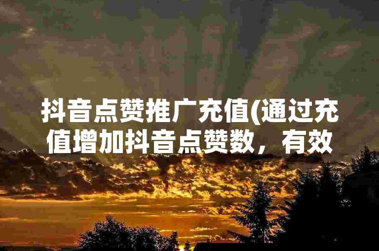 抖音点赞推广充值(通过充值增加抖音点赞数，有效提升内容推广效果)