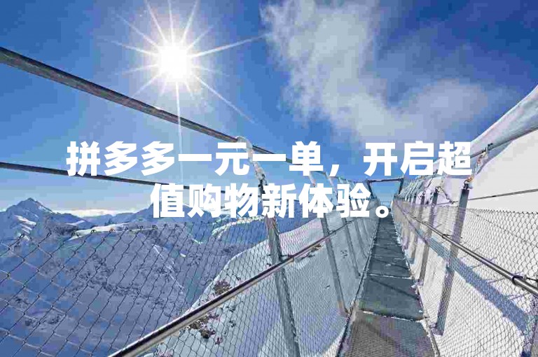 拼多多一元一单，开启超值购物新体验。