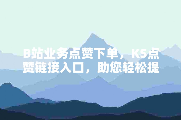 B站业务点赞下单，KS点赞链接入口，助您轻松提升视频热度。