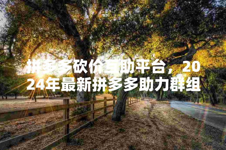 拼多多砍价互助平台，2024年最新拼多多助力群组。