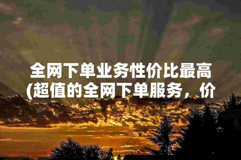 全网下单业务性价比最高(超值的全网下单服务，价格实惠到让人惊喜！)