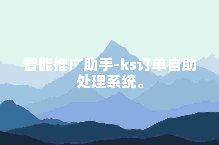 智能推广助手-ks订单自助处理系统。