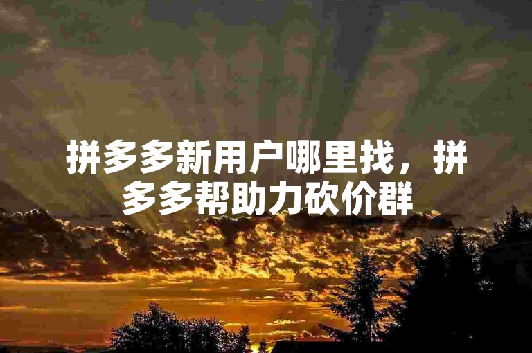 拼多多新用户哪里找，拼多多帮助力砍价群