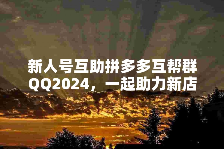 新人号互助拼多多互帮群QQ2024，一起助力新店铺成长！
