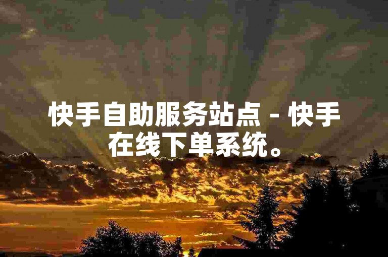 快手自助服务站点 - 快手在线下单系统。