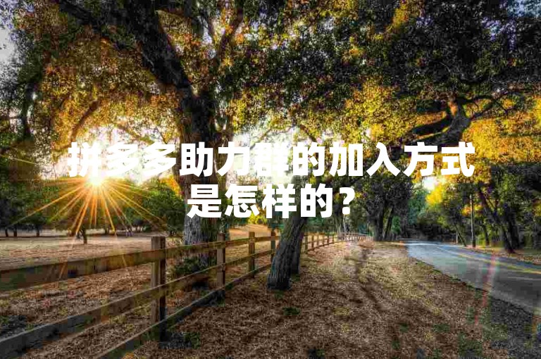 拼多多助力群的加入方式是怎样的？