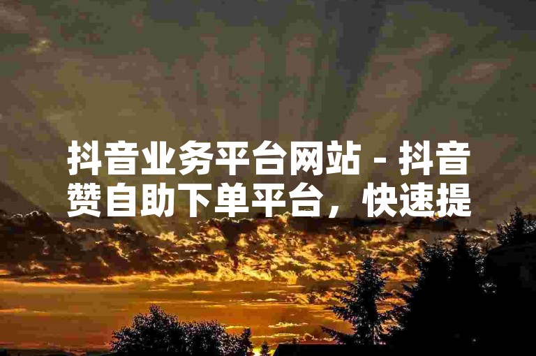 抖音业务平台网站 - 抖音赞自助下单平台，快速提升您的视频热度。