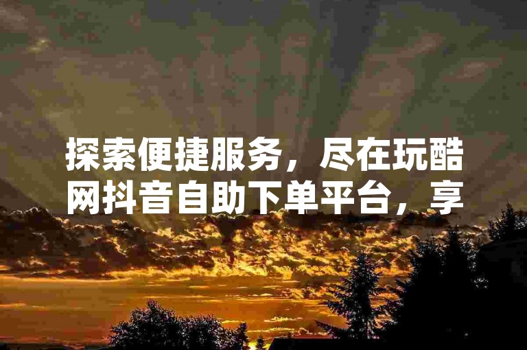 探索便捷服务，尽在玩酷网抖音自助下单平台，享受dy赞在线自助下单的低价优惠。