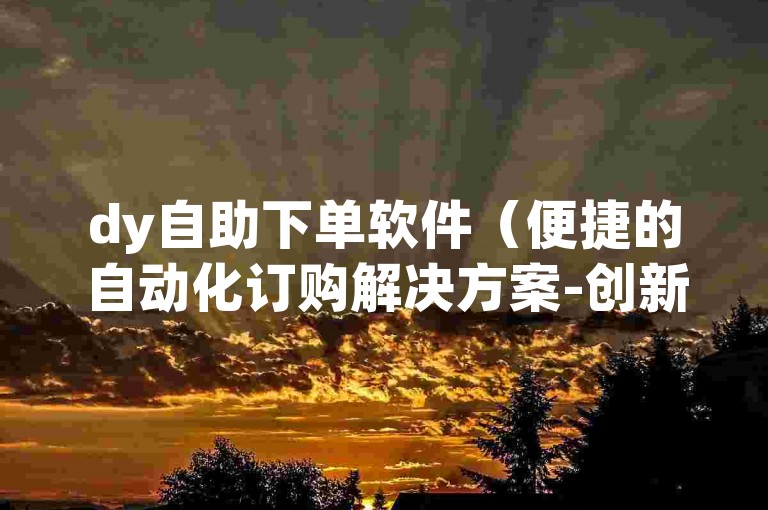 dy自助下单软件（便捷的自动化订购解决方案-创新时代的购物助手）