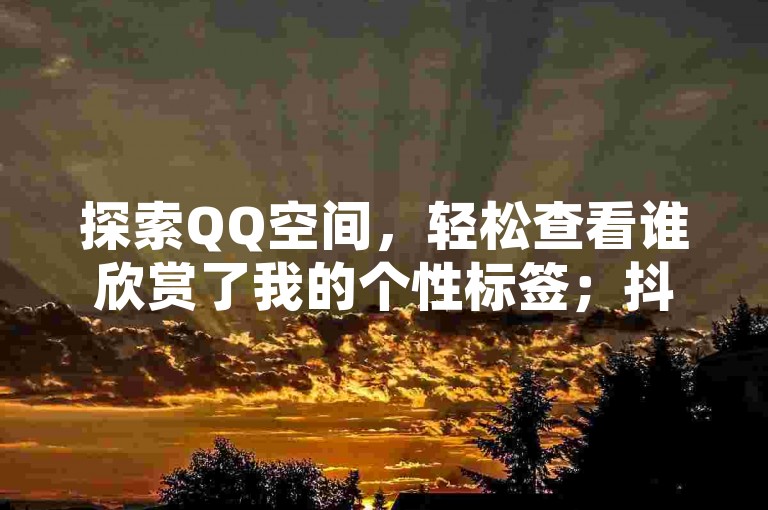 探索QQ空间，轻松查看谁欣赏了我的个性标签；抖音点赞充值，秒速到账享低价；全民K歌刷试听，网站爆料带你飞。