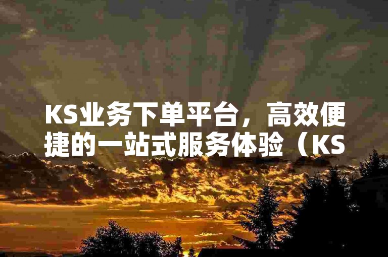 KS业务下单平台，高效便捷的一站式服务体验（KS业务下单平台标题优化指南）