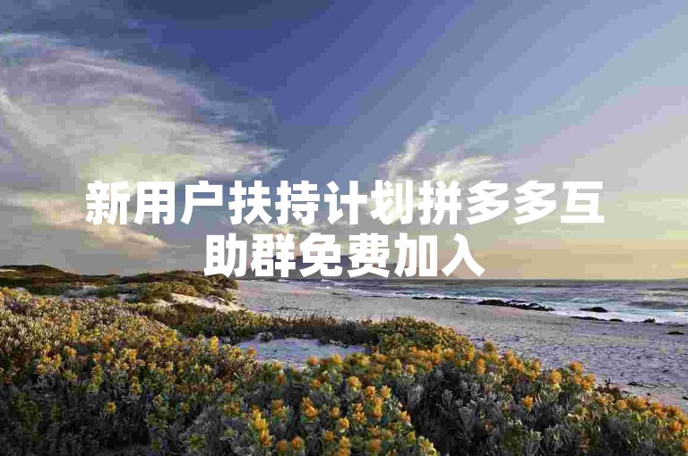 新用户扶持计划拼多多互助群免费加入