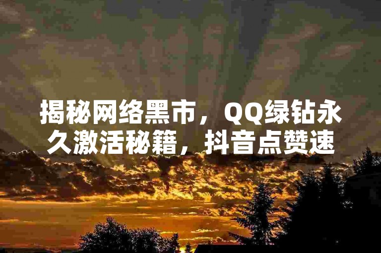 揭秘网络黑市，QQ绿钻永久激活秘籍，抖音点赞速增通道 - 全天候自助服务平台，尽享超值QQ特权与抖音热度飙升秘诀。