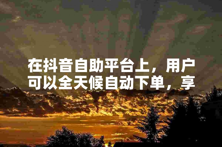 在抖音自助平台上，用户可以全天候自动下单，享受真人服务的便利。