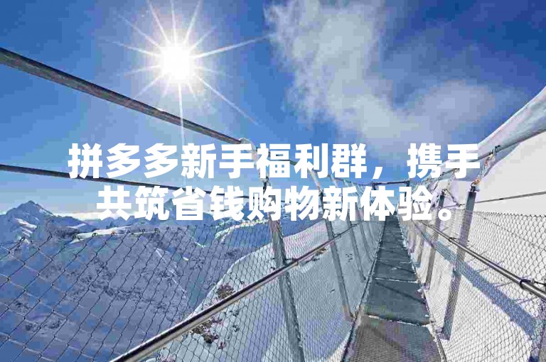 拼多多新手福利群，携手共筑省钱购物新体验。