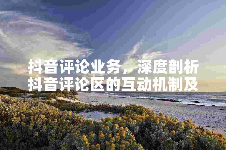 抖音评论业务，深度剖析抖音评论区的互动机制及其对品牌推广的影响。
