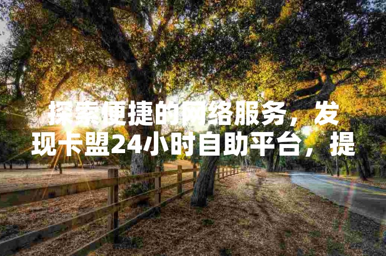 探索便捷的网络服务，发现卡盟24小时自助平台，提供抖音点赞等业务，享受超实惠的在线服务体验。