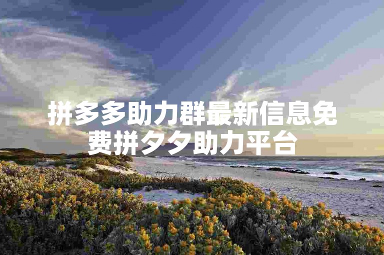 拼多多助力群最新信息免费拼夕夕助力平台