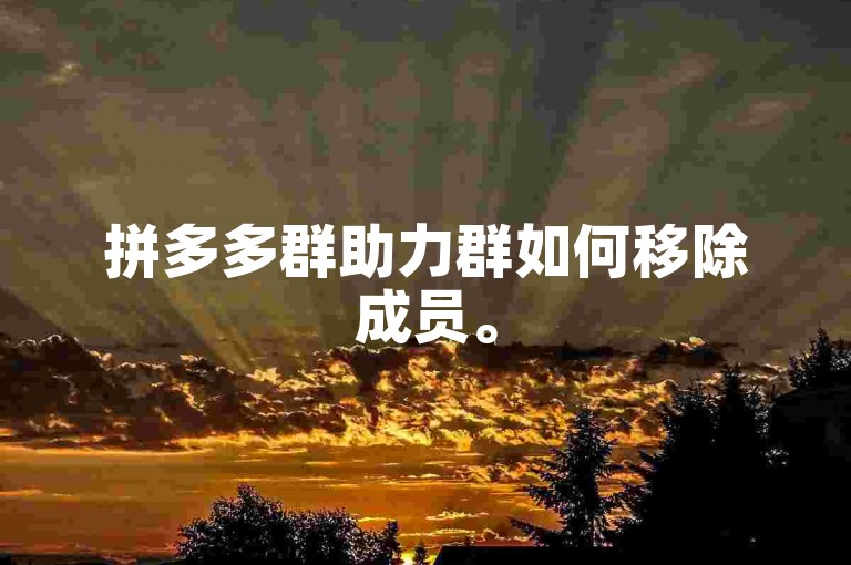 拼多多群助力群如何移除成员。