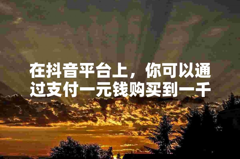 在抖音平台上，你可以通过支付一元钱购买到一千名机器人粉丝，这种方式被称为抖音机器人粉丝千人一元。