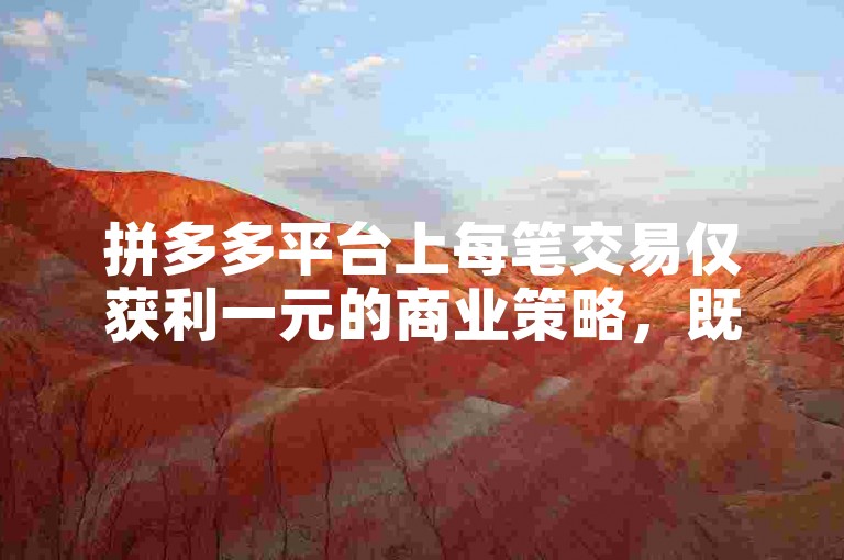拼多多平台上每笔交易仅获利一元的商业策略，既展现了低成本运营的机遇，也带来了保持盈利和市场竞争力的挑战。