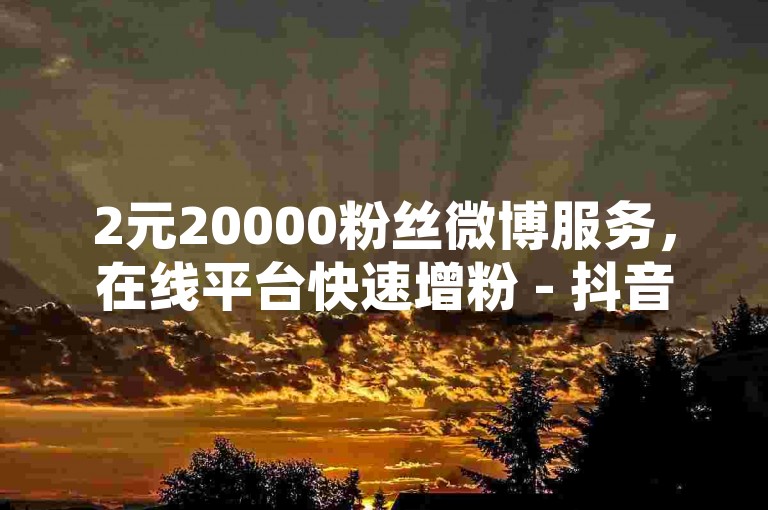 2元20000粉丝微博服务，在线平台快速增粉 - 抖音热门视频推广 - 网络红人影响力提升。