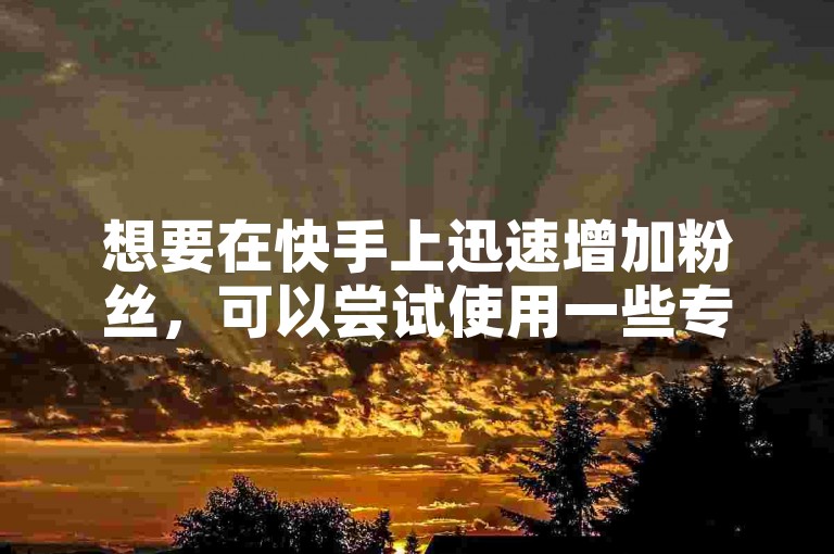想要在快手上迅速增加粉丝，可以尝试使用一些专业的涨粉工具或服务。