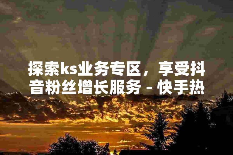 探索ks业务专区，享受抖音粉丝增长服务 - 快手热度提升网站，仅需0.01元起，由小白龙马山有限责任公司提供支持 - ks平台低价下单，微利策略带来疯狂效益！
