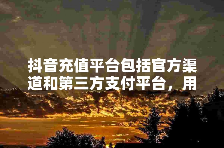 抖音充值平台包括官方渠道和第三方支付平台，用户可以通过支付宝、微信支付等方式进行充值。