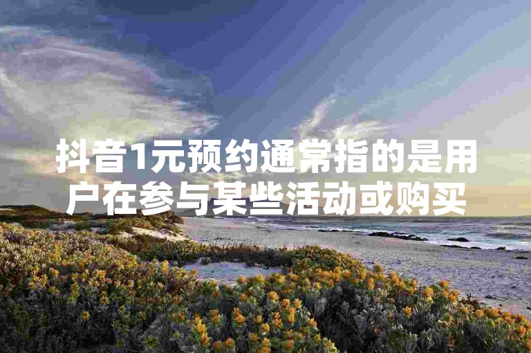抖音1元预约通常指的是用户在参与某些活动或购买商品时，只需支付1元钱进行预约，即可享受后续的优惠或特权。