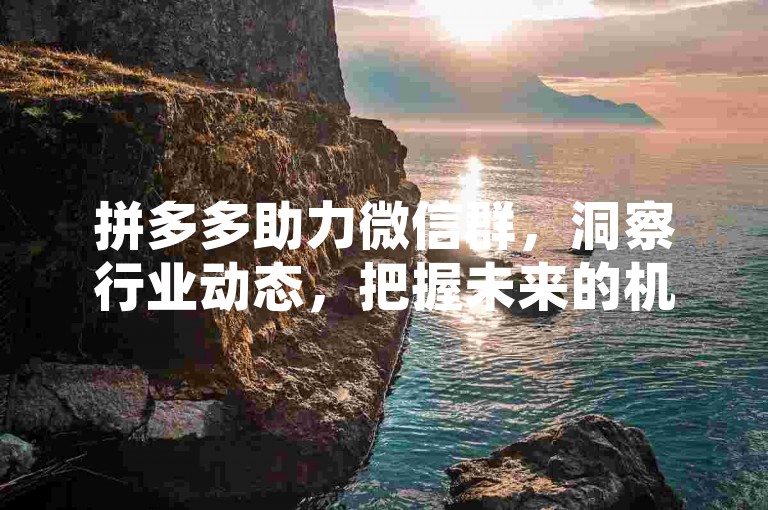 拼多多助力微信群，洞察行业动态，把握未来的机遇与挑战。