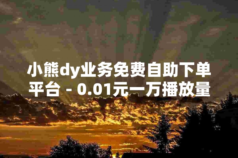 小熊dy业务免费自助下单平台 - 0.01元一万播放量网站，提供便捷高效的服务。