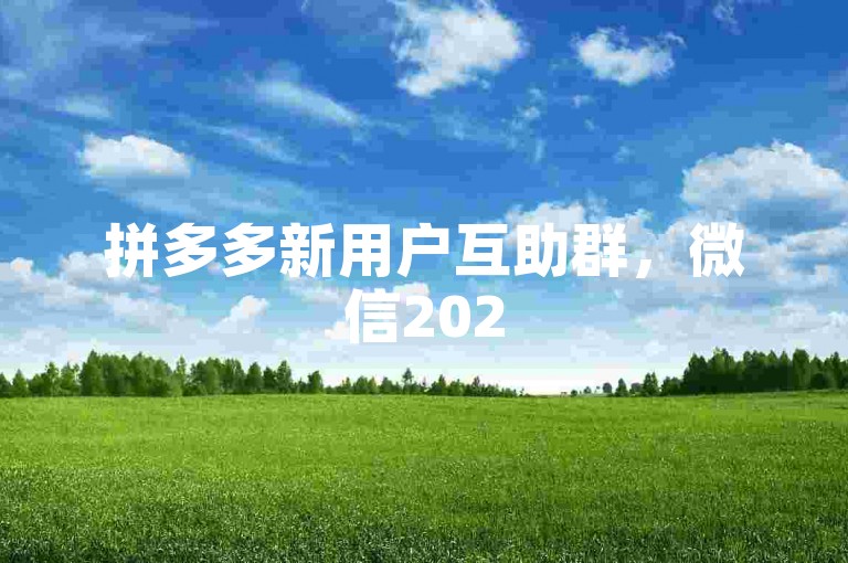 拼多多新用户互助群，微信2025年火热招募中。