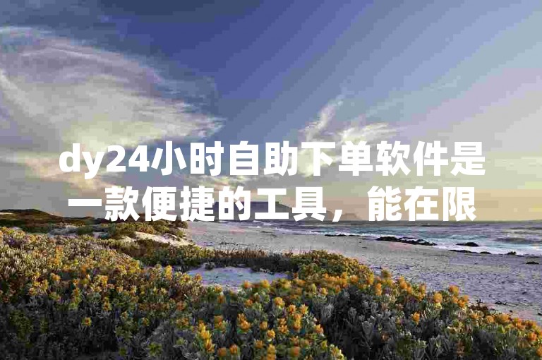 dy24小时自助下单软件是一款便捷的工具，能在限定时间内迅速完成订单处理。