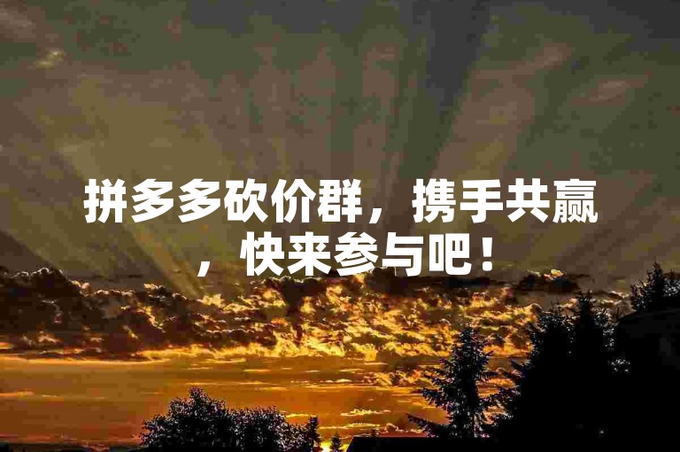 拼多多砍价群，携手共赢，快来参与吧！