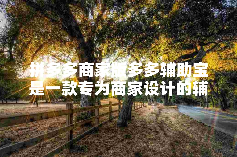 拼多多商家版多多辅助宝是一款专为商家设计的辅助工具，旨在帮助商家更高效地管理店铺和提升销售业绩。
