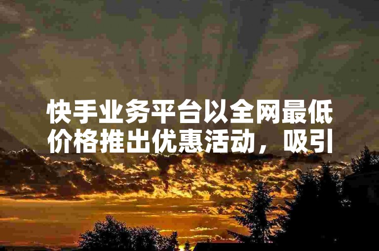 快手业务平台以全网最低价格推出优惠活动，吸引众多用户参与。