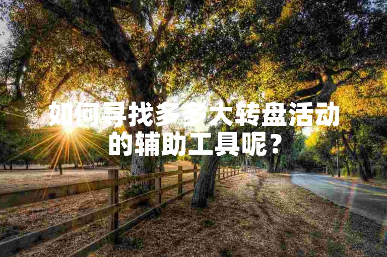 如何寻找多多大转盘活动的辅助工具呢？