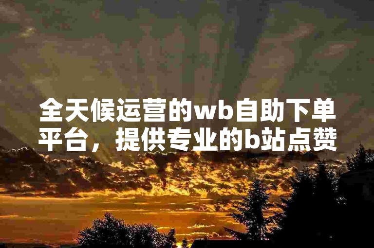 全天候运营的wb自助下单平台，提供专业的b站点赞与粉丝增长服务。