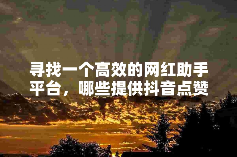 寻找一个高效的网红助手平台，哪些提供抖音点赞服务的平台值得信赖？