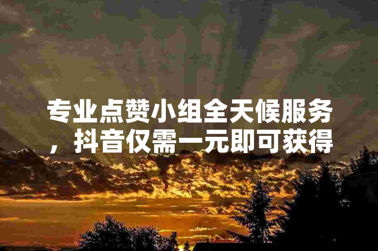 专业点赞小组全天候服务，抖音仅需一元即可获得100次点赞支持。