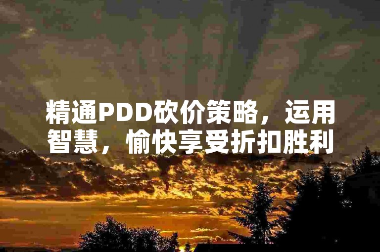 精通PDD砍价策略，运用智慧，愉快享受折扣胜利！