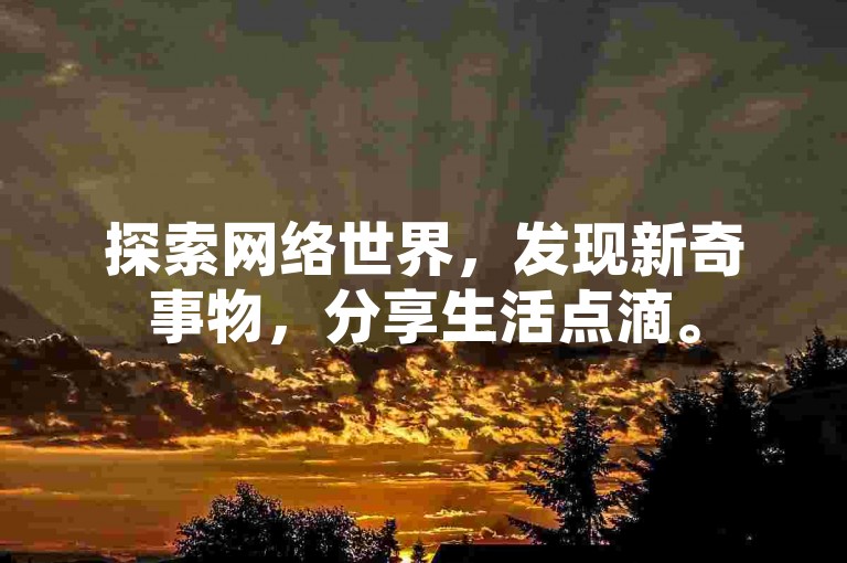 探索网络世界，发现新奇事物，分享生活点滴。