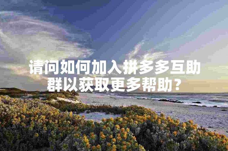 请问如何加入拼多多互助群以获取更多帮助？