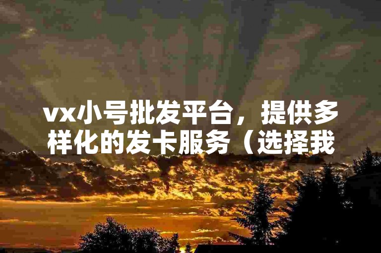 vx小号批发平台，提供多样化的发卡服务（选择我们的vx小号批发，享受优质服务）。