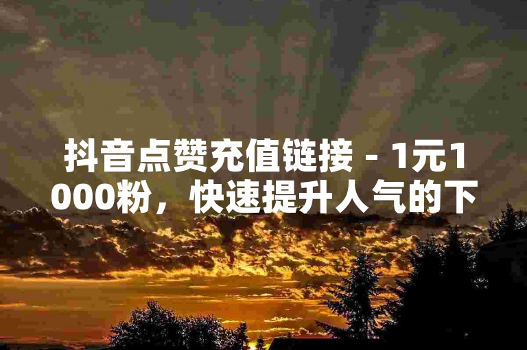 抖音点赞充值链接 - 1元1000粉，快速提升人气的下单平台。