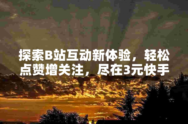 探索B站互动新体验，轻松点赞增关注，尽在3元快手号批发网。